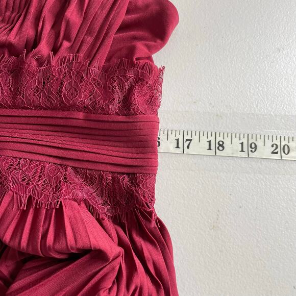 ASOS Maroon Pleated Lace Empire Waist Maxi Dress Women's Size 8 Wedding Bridal - Picture 11 of 13